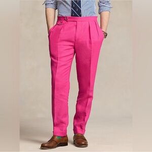 NWT Size 40x34 Ralph Lauren Pink Linen Pants
